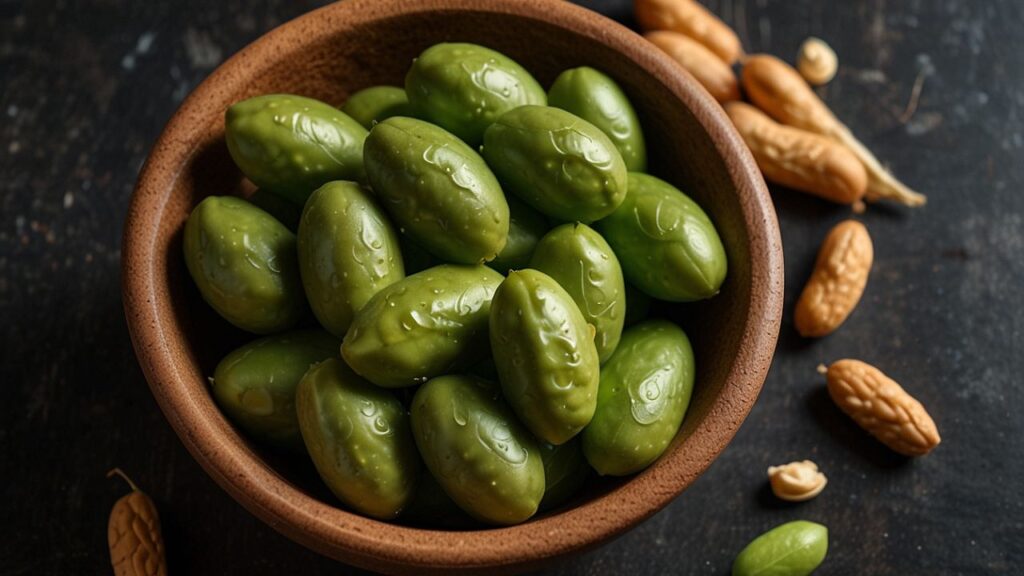 Step-by-step guide showing how to squeeze edamame beans from the pod into your mouth.