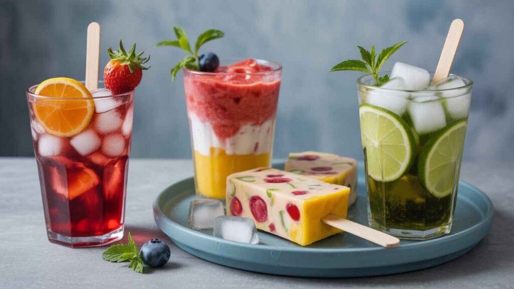 A person's hand drizzling a dark chocolate swirl over a vanilla frozen yogurt base.