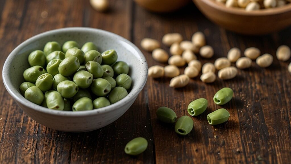 A vibrant bowl of steamed green soybeans served in the pod, sprinkled with sea salt.