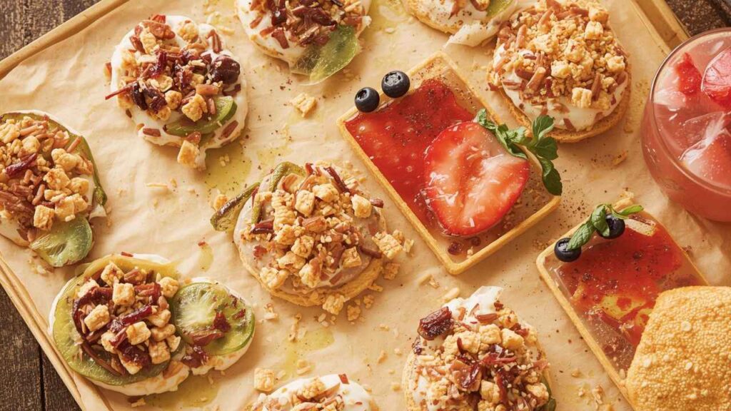 A colorful assortment of different swirled summer snacks on a wooden board. summer snack with a swirl nyt