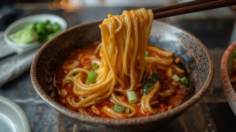 Various ingredients for Sichuan cooking like Sichuan peppercorns and chili paste.