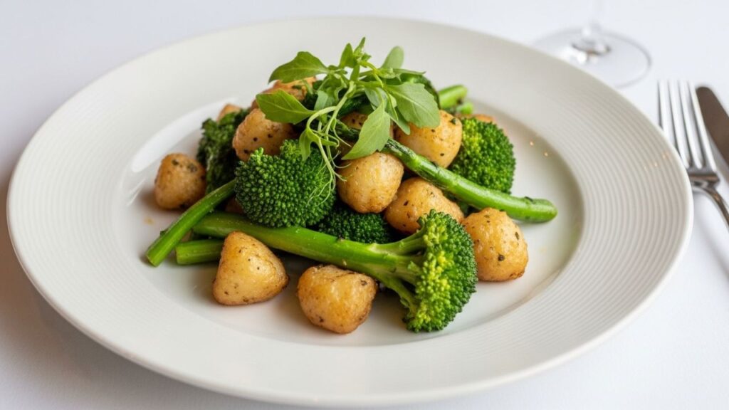 Freshly roasted seasonal vegetable du jour seasoned with sea salt and rosemary.